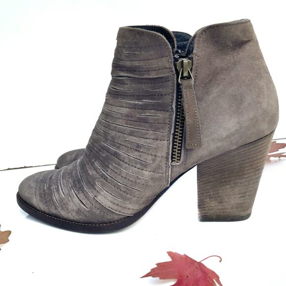 Paul Green Ruched Suede Booties in Taupe — Soft Leather Neutral with City Polish - Picture 4 of 16